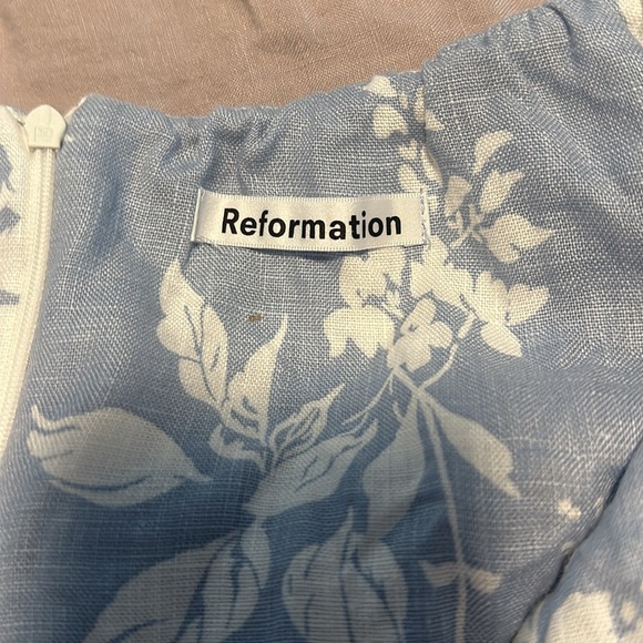 Reformation Samira Mini Dress Size 8 100% Linen Floral Halter Neck Backless - Picture 10 of 11